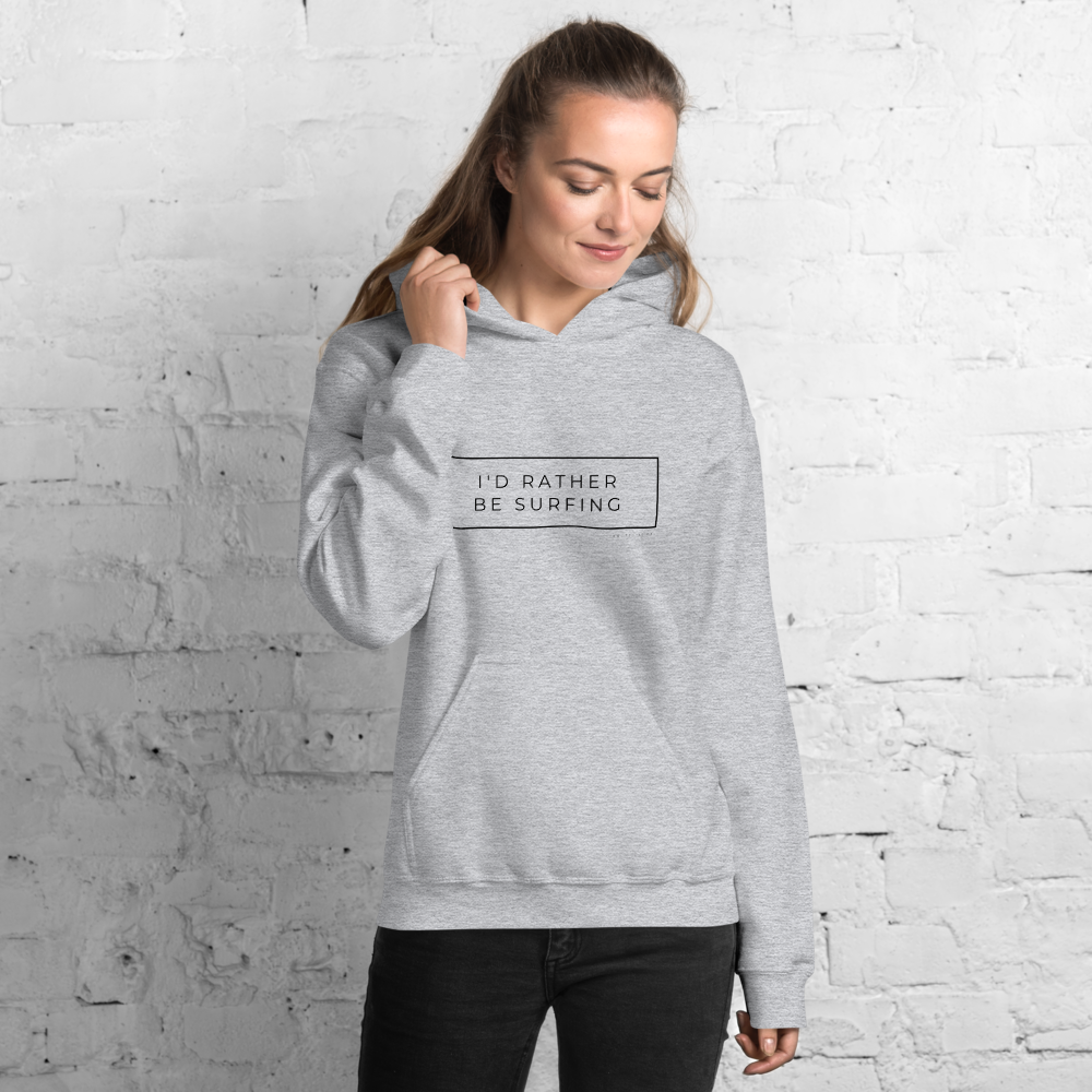 I'd Rather Be Surfing Unisex Hoody Black Font