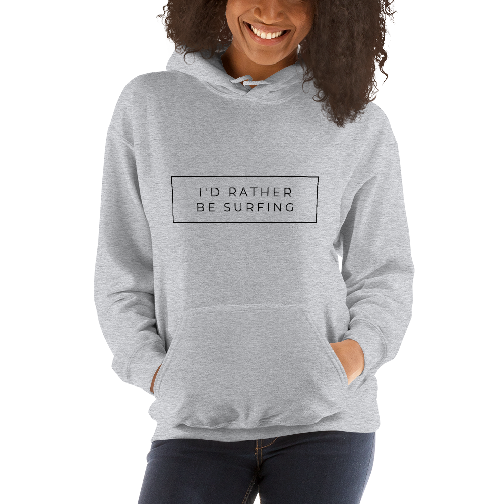 I'd Rather Be Surfing Unisex Hoody Black Font